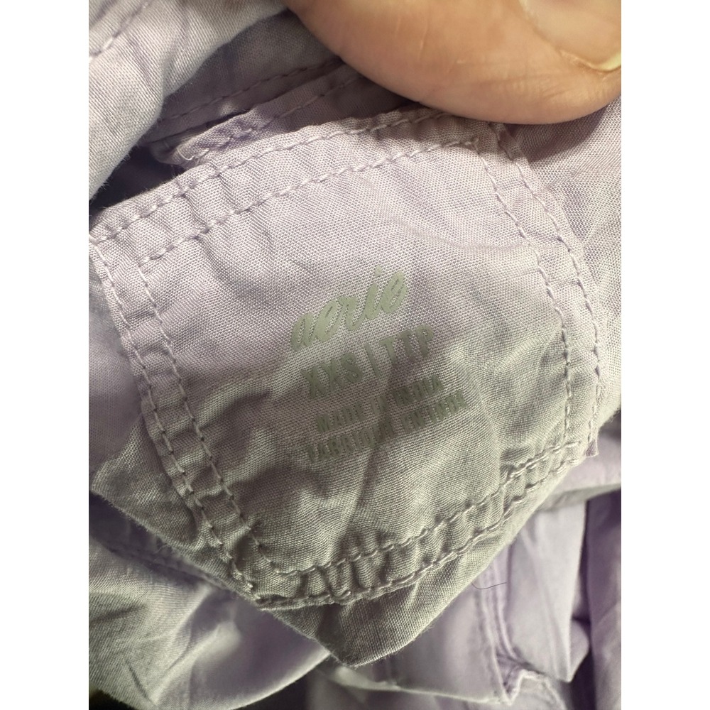 Aerie Good Day Button Down Shirt Lavender Purple Striped Oversized XXS Cotton - Picture 6 of 8